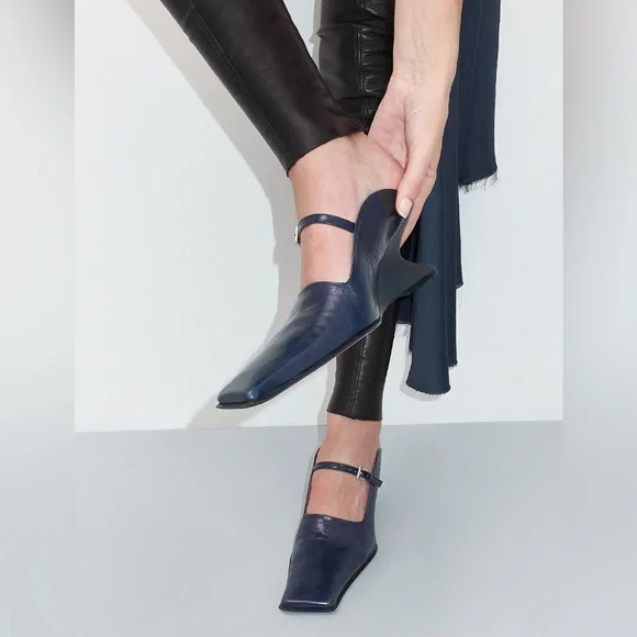 Miista ALDITH navy blue mules pumps cut out subversive designer sculpted - Picture 2 of 16